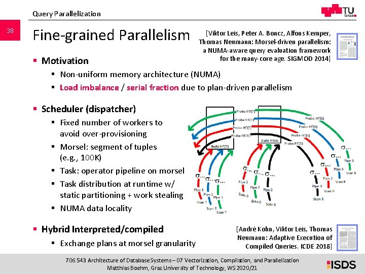 Query Parallelization 38 Fine-grained Parallelism § Motivation [Viktor Leis, Peter A. Boncz, Alfons Kemper, Query Parallelization 38 Fine-grained Parallelism § Motivation [Viktor Leis, Peter A. Boncz, Alfons Kemper,