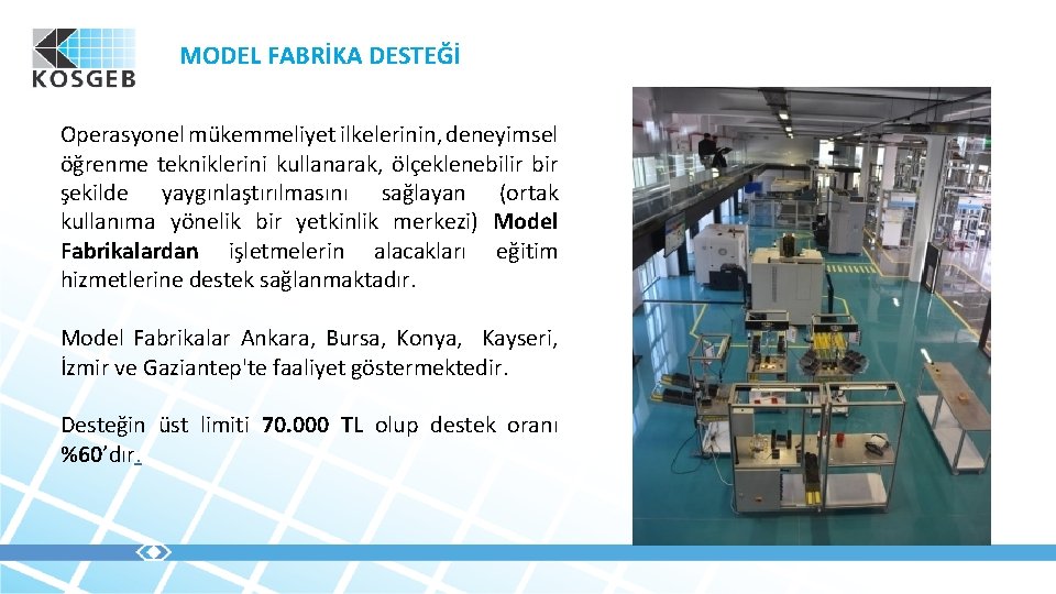 MODEL FABRİKA DESTEĞİ Operasyonel mükemmeliyet ilkelerinin, deneyimsel öğrenme tekniklerini kullanarak, ölçeklenebilir bir şekilde yaygınlaştırılmasını