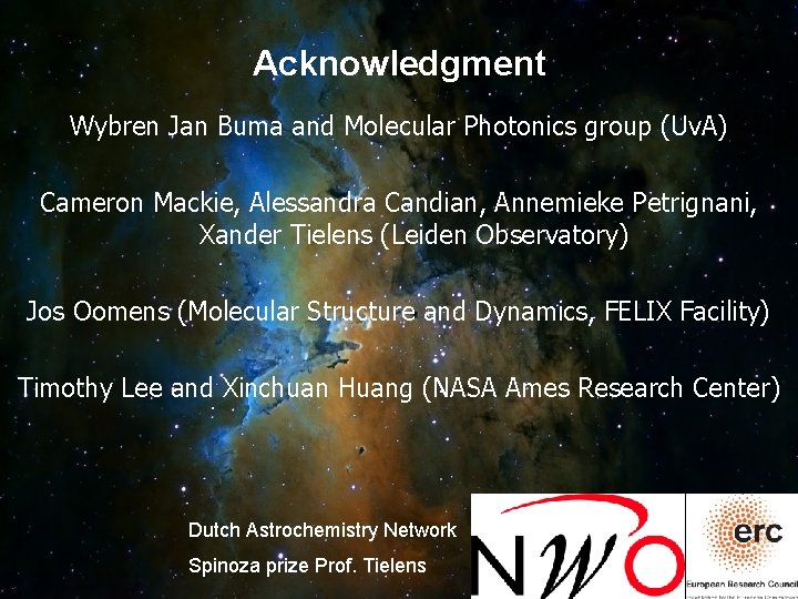 Acknowledgment Wybren Jan Buma and Molecular Photonics group (Uv. A) Cameron Mackie, Alessandra Candian,