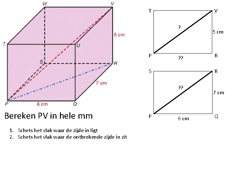 T V ? P ? ? S 1. Schets het vlak waar de zijde
