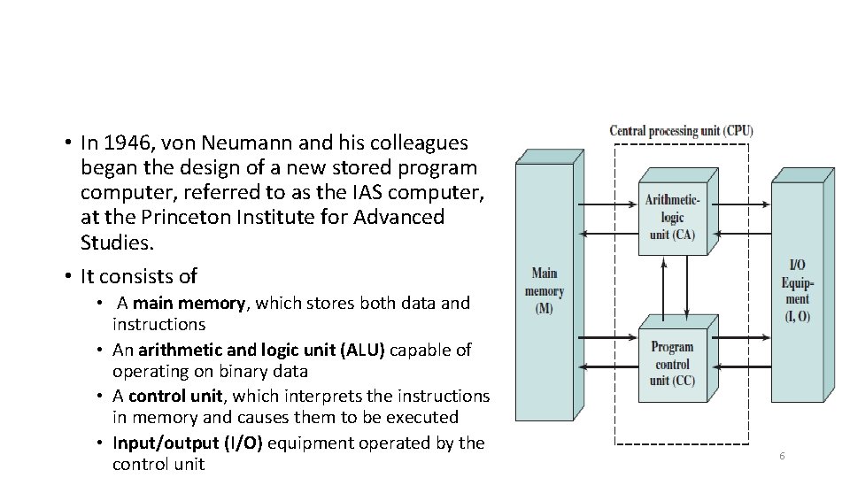  • In 1946, von Neumann and his colleagues began the design of a