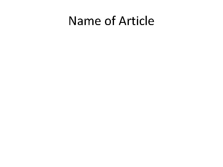 Name of Article 