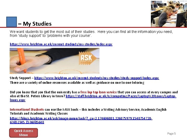 – My Studies We want students to get the most out of their studies.