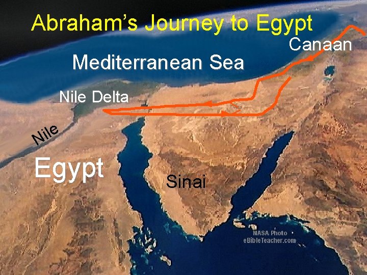 Abraham’s Journey to Egypt Mediterranean Sea Nile Delta le i N Egypt Sinai Canaan