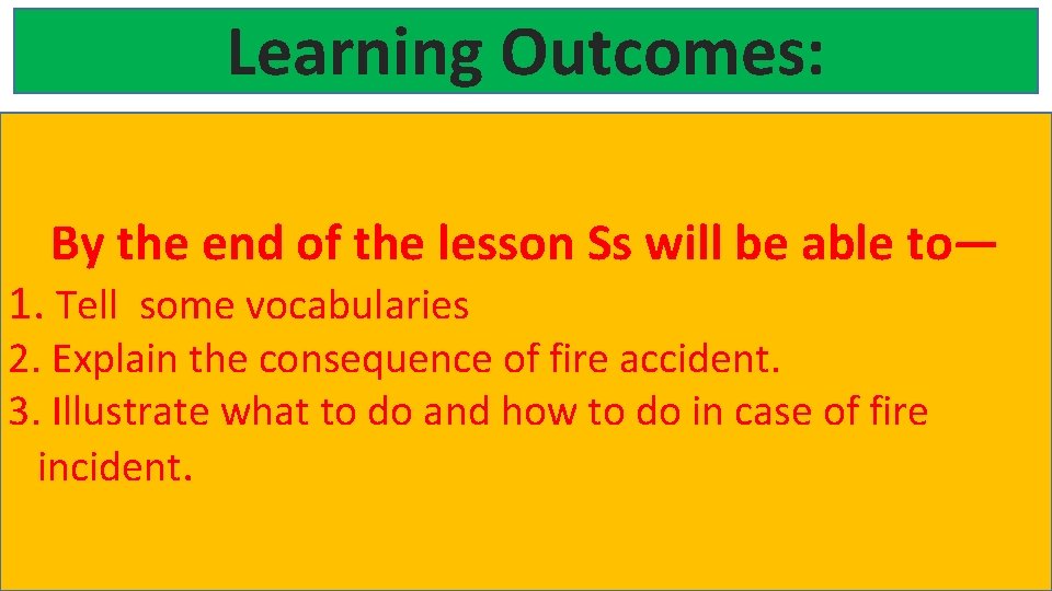 Learning Outcomes: By the end of the lesson Ss will be able to— 1.