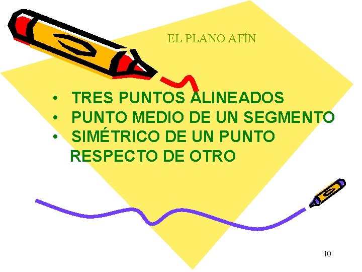 EL PLANO AFÍN • TRES PUNTOS ALINEADOS • PUNTO MEDIO DE UN SEGMENTO •