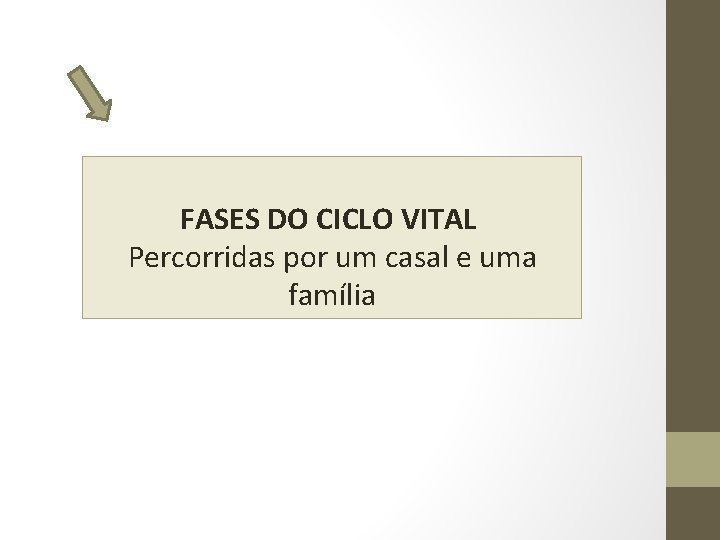 FASES DO CICLO VITAL Percorridas por um casal e uma família 