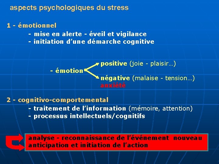 aspects psychologiques du stress 1 - émotionnel - mise en alerte - éveil et