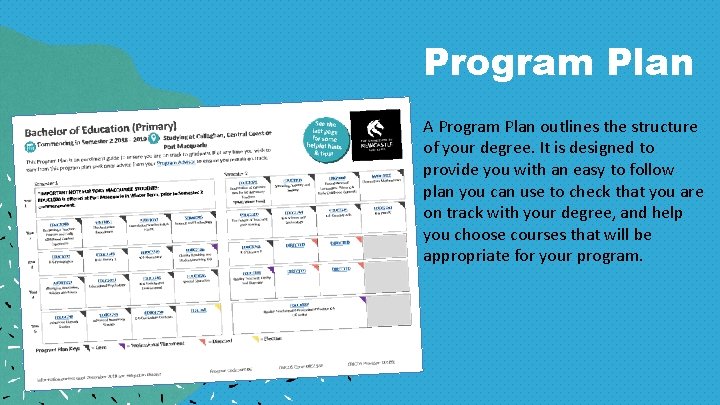 Program Plan A Program Plan outlines the structure of your degree. It is designed