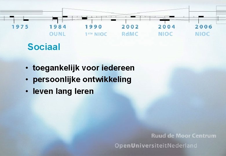 Sociaal • toegankelijk voor iedereen • persoonlijke ontwikkeling • leven lang leren 