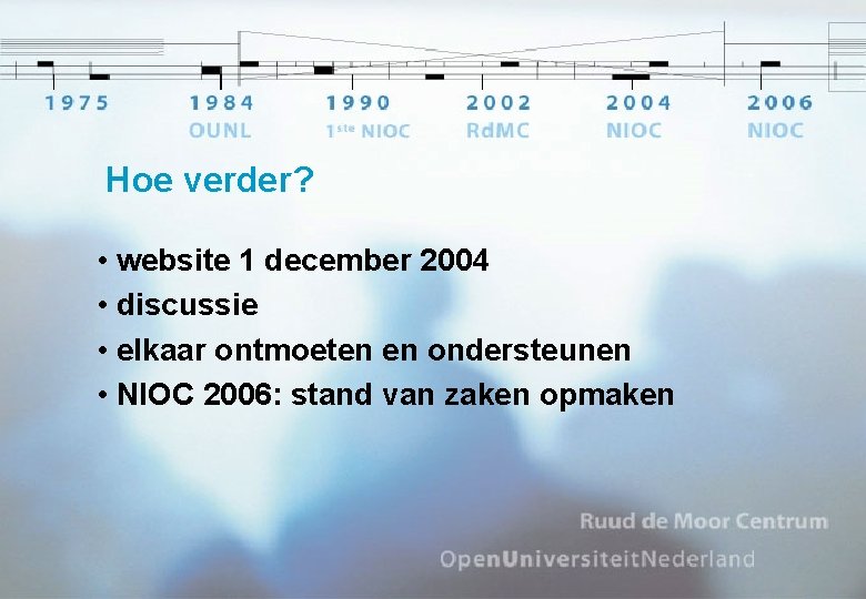 Hoe verder? • website 1 december 2004 • discussie • elkaar ontmoeten en ondersteunen
