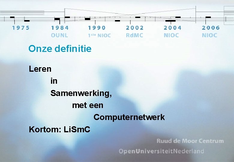 Onze definitie Leren in Samenwerking, met een Computernetwerk Kortom: Li. Sm. C 