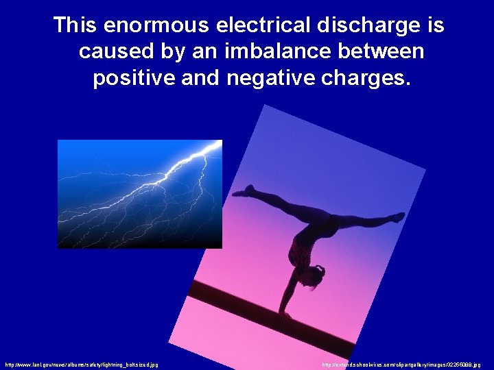 This enormous electrical discharge is caused by an imbalance between positive and negative charges.