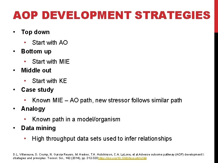 AOP DEVELOPMENT STRATEGIES • Top down • Start with AO • Bottom up •