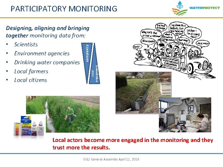 PARTICIPATORY MONITORING Local engagement complexity Designing, aligning and bringing together monitoring data from: •