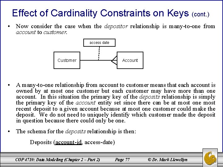 Effect of Cardinality Constraints on Keys (cont. ) • Now consider the case when Effect of Cardinality Constraints on Keys (cont. ) • Now consider the case when