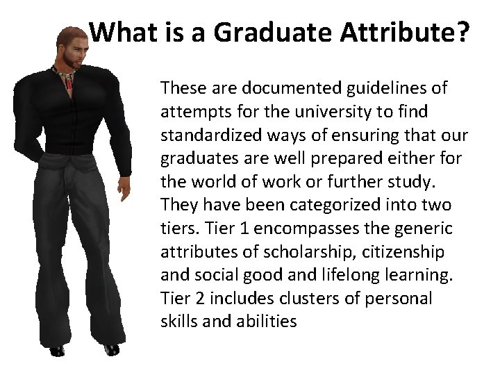 What is a Graduate Attribute? These are documented guidelines of attempts for the university