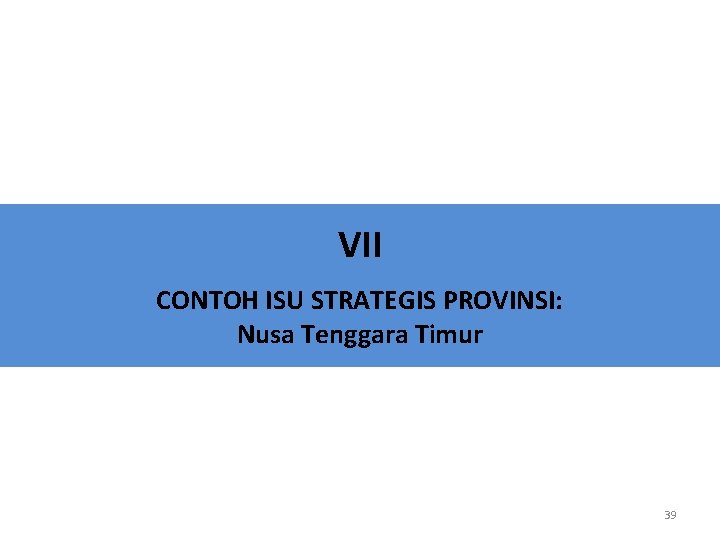VII CONTOH ISU STRATEGIS PROVINSI: Nusa Tenggara Timur 39 