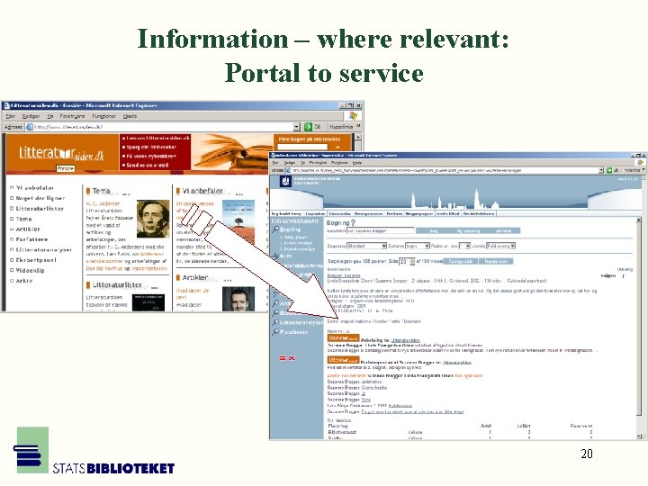 Information – where relevant: Portal to service 20 