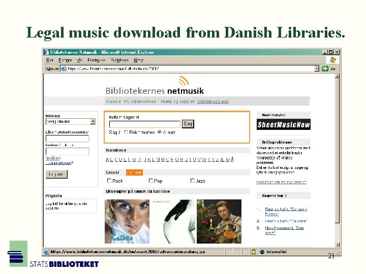 Legal music download from Danish Libraries. 21 