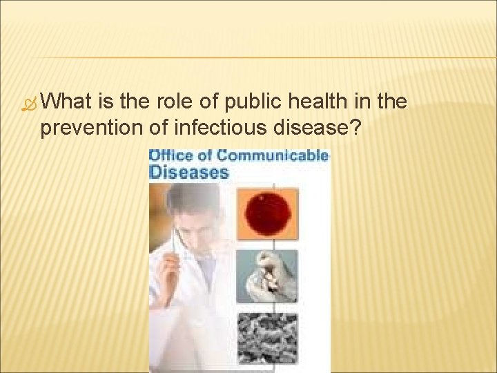  What is the role of public health in the prevention of infectious disease?