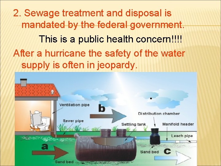 2. Sewage treatment and disposal is mandated by the federal government. This is a