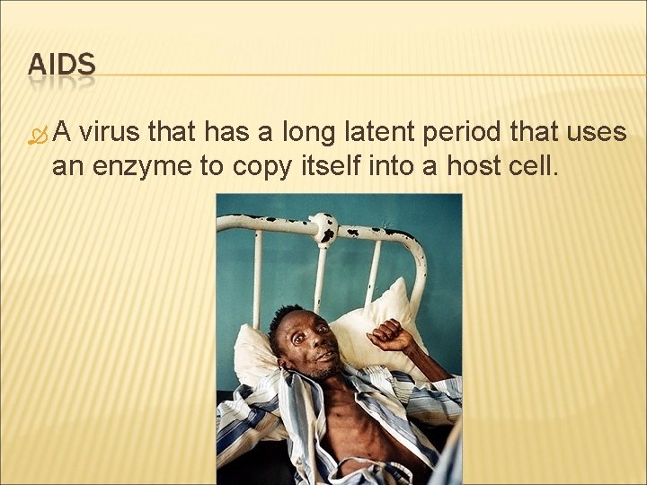  A virus that has a long latent period that uses an enzyme to