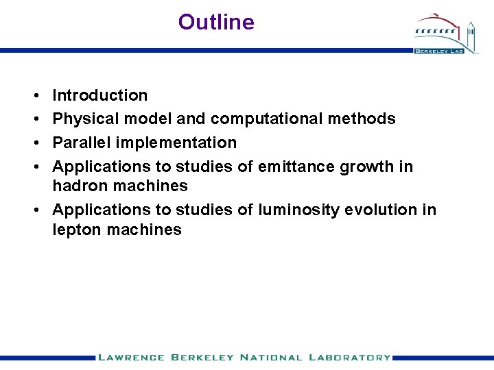 Outline • • Introduction Physical model and computational methods Parallel implementation Applications to studies