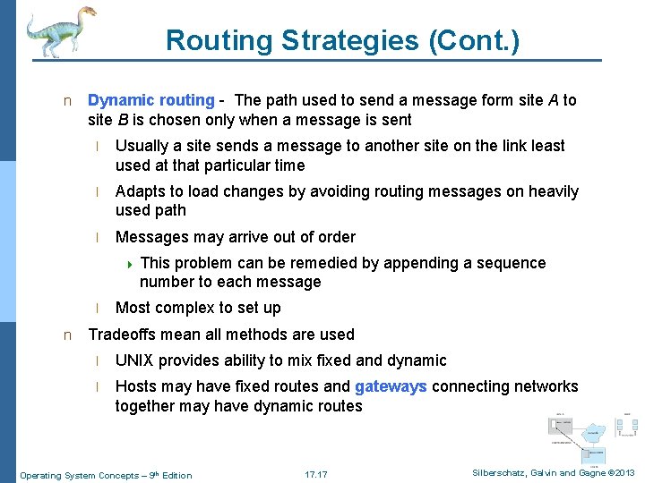 Routing Strategies (Cont. ) n Dynamic routing - The path used to send a