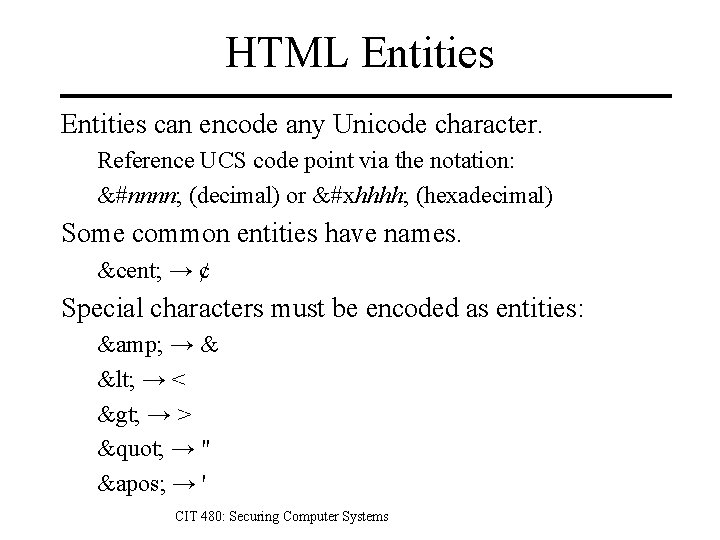 HTML Entities can encode any Unicode character. Reference UCS code point via the notation: