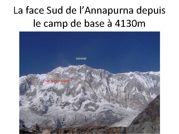 La face Sud de l’Annapurna depuis le camp de base à 4130 m sommet
