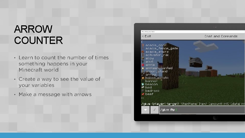 ARROW COUNTER • Learn to count the number of times something happens in your