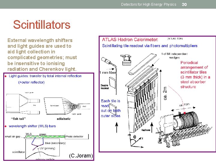 Detectors for High Energy Physics Scintillators External wavelength shifters and light guides are used