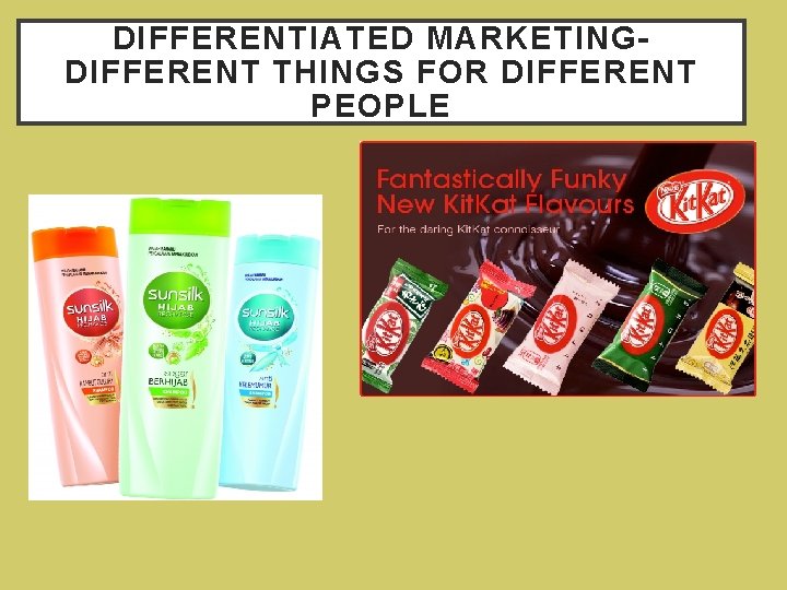 DIFFERENTIATED MARKETINGDIFFERENT THINGS FOR DIFFERENT PEOPLE 