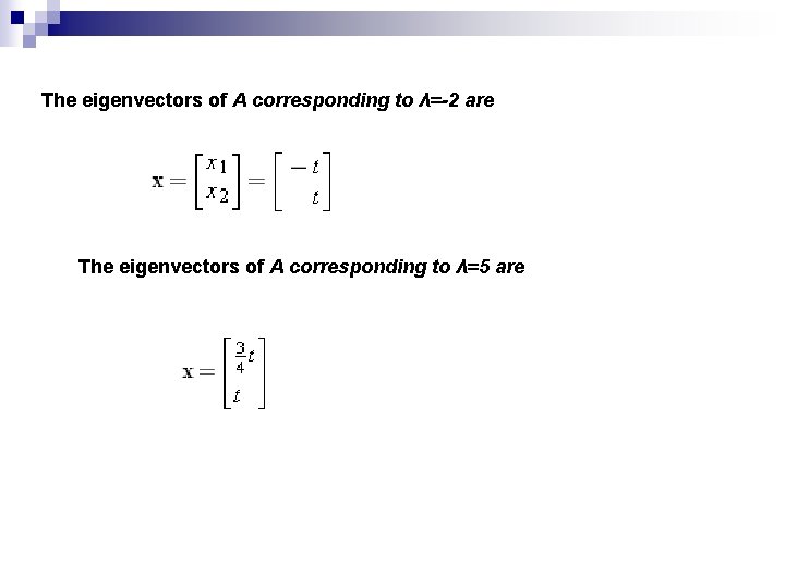 The eigenvectors of A corresponding to λ=-2 are The eigenvectors of A corresponding to
