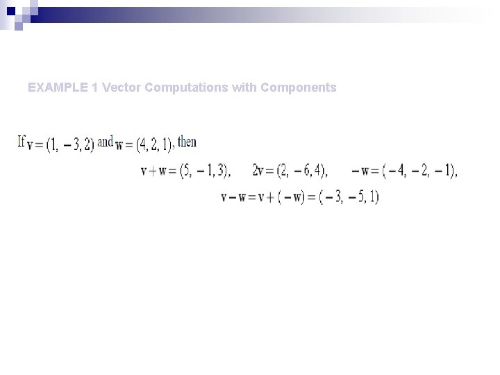 EXAMPLE 1 Vector Computations with Components 