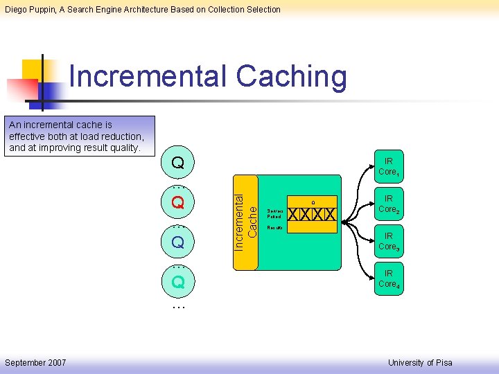 Diego Puppin, A Search Engine Architecture Based on Collection Selection Incremental Caching September 2007