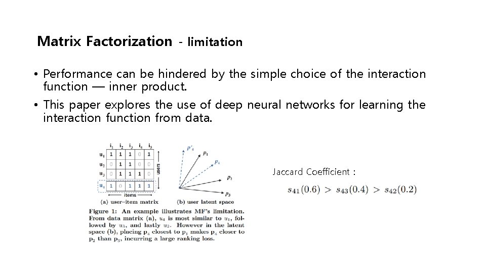 Matrix Factorization - limitation • Performance can be hindered by the simple choice of
