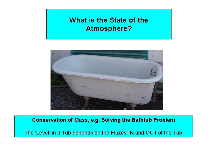 What is the State of the Atmosphere? Conservation of Mass, e. g. Solving the
