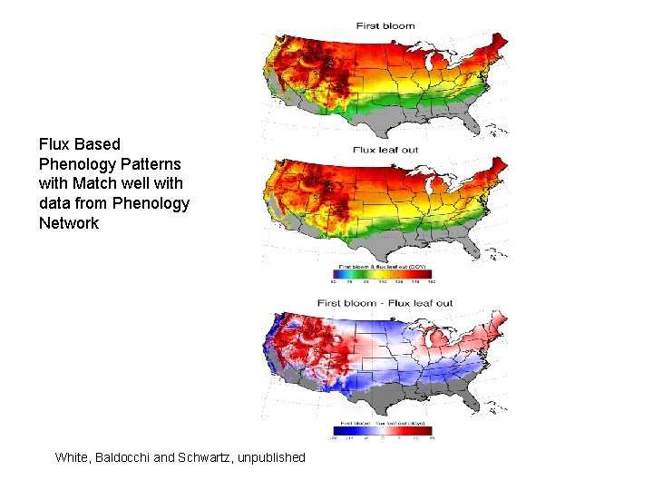 Flux Based Phenology Patterns with Match well with data from Phenology Network White, Baldocchi