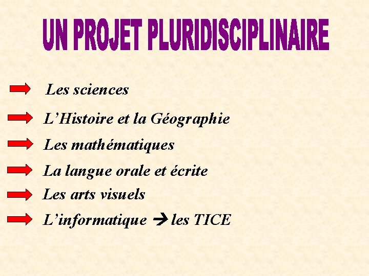 Les sciences L’Histoire et la Géographie Les mathématiques La langue orale et écrite Les