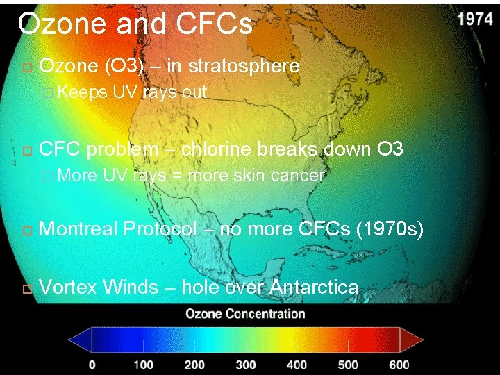 Ozone and CFCs Ozone (O 3) – in stratosphere � Keeps UV rays out
