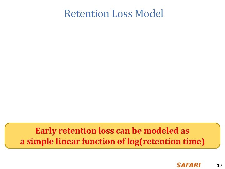 Retention Loss Model Early retention loss can be modeled as a simple linear function