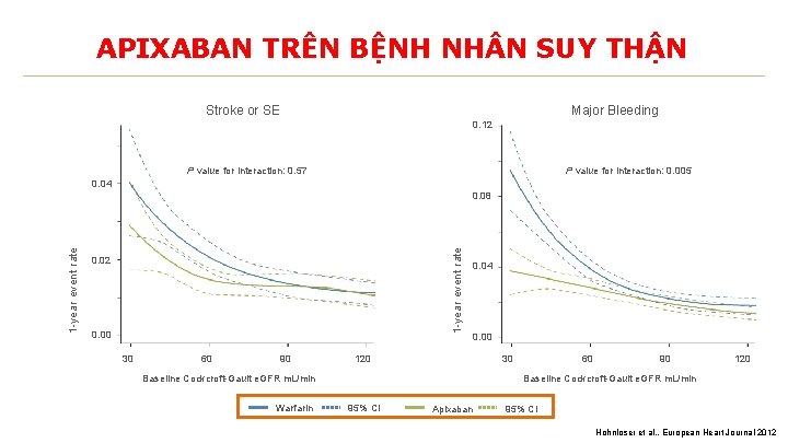 APIXABAN TRÊN BỆNH NH N SUY THẬN Stroke or SE Major Bleeding 0. 12