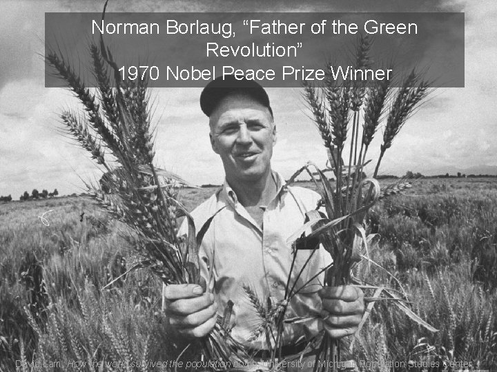Norman Borlaug, “Father of the Green Revolution” 1970 Nobel Peace Prize Winner David Lam,