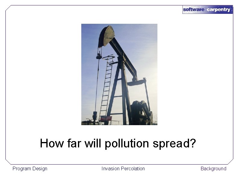 How far will pollution spread? Program Design Invasion Percolation Background 