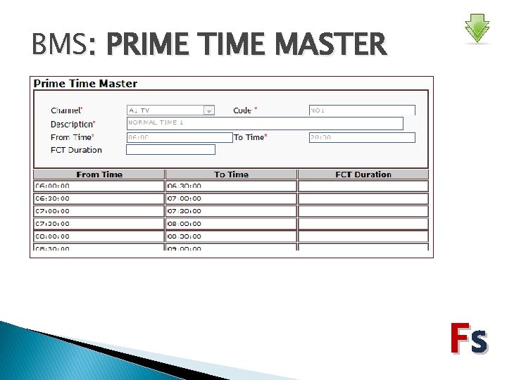 BMS: PRIME TIME MASTER Fs 