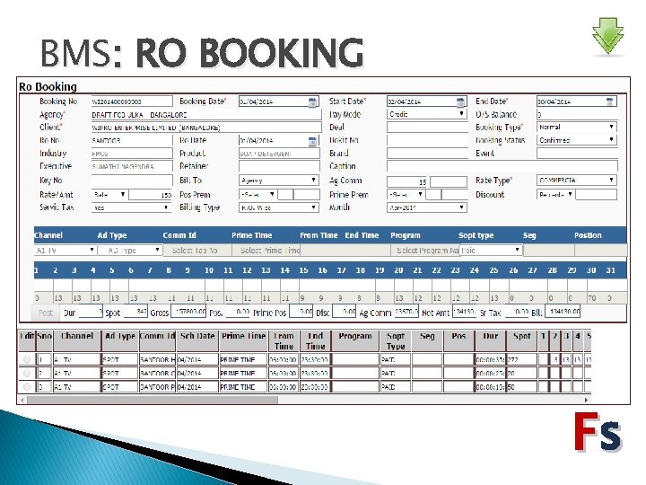 BMS: RO BOOKING Fs 