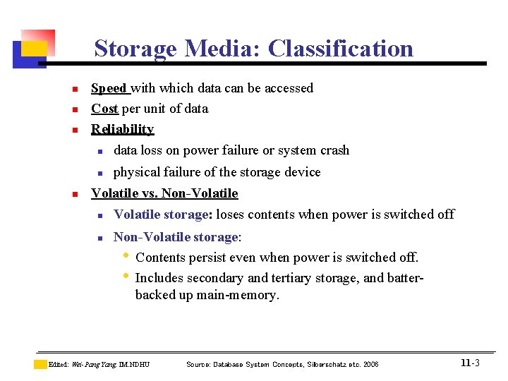 Introduction to Database CHAPTER 11 Storage and File