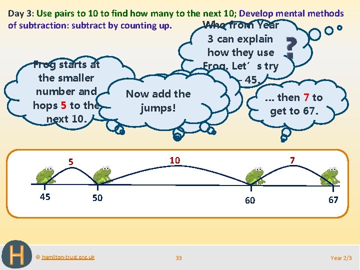 Day 3: Use pairs to 10 to find how many to the next 10;